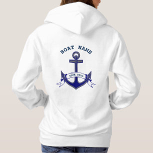 Anchor Anpassningsbar Nautical Blue White Dam Hood T Shirt
