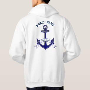 Anchor Anpassningsbar Nautical Blue White Manar Ho Hoodie