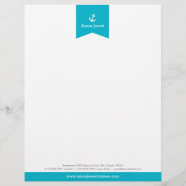 Anchor aqua ribbon flagga nautical business brev brevhuvud