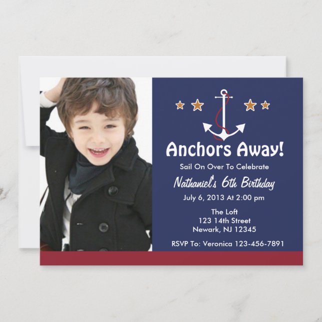 Anchor Away Birthday-inbjudan Inbjudningar (Framsida)