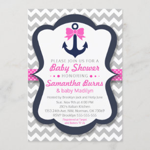 Anchor Baby Shower Anpassade Inbjudan - Nautical -