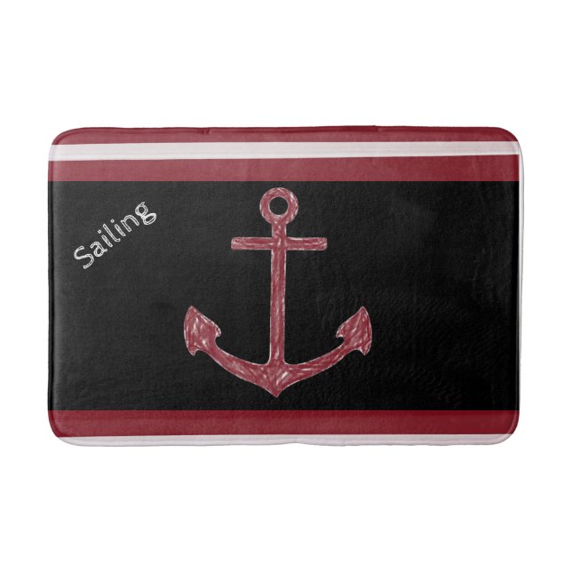 Anchor Beach House Boat Sailing Bathroom Bath Mat Badrumsmatta (Framsidan)