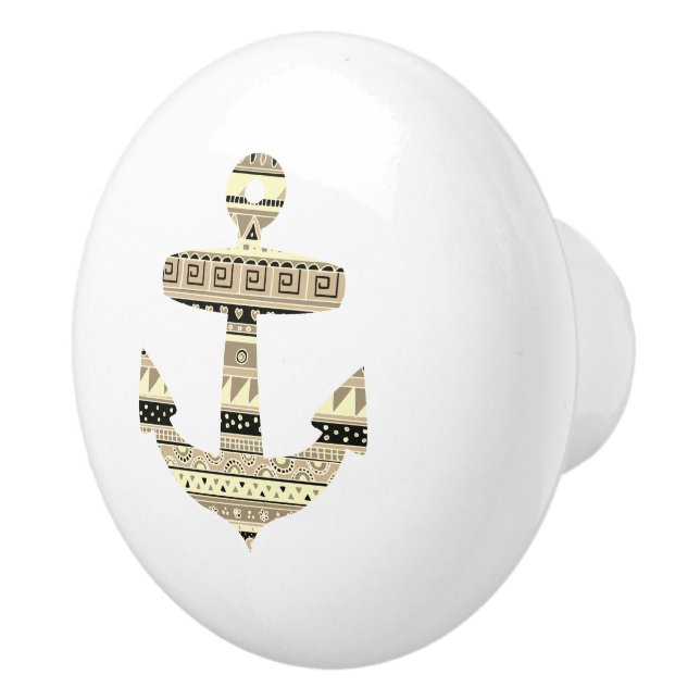 Anchor Beige Tribal Rand Nautical Drawer-knapp Knopp (Höger)