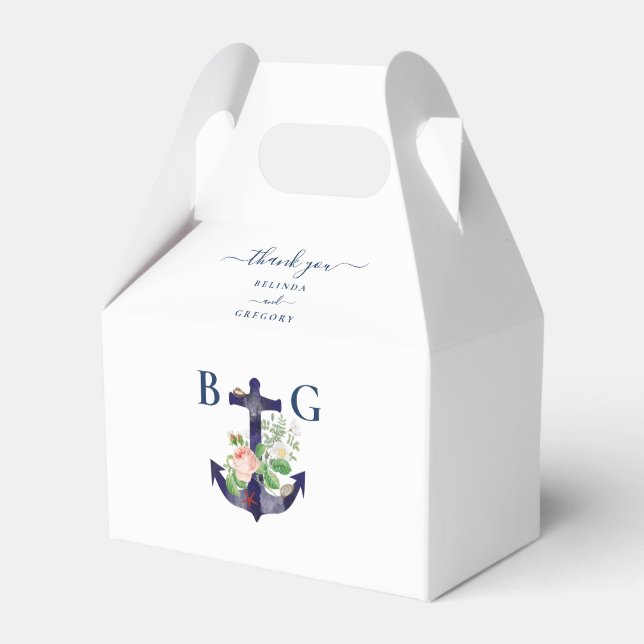 Anchor Blommigt Nautiska sommaren Bröllop Presentaskar (Framsidan Sidan)