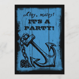 Anchor Blue Födelsedagsfest inbjudan