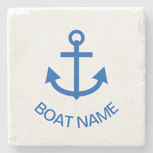Anchor Blue Personalized Your Boat Name Stenunderlägg (Framsidan)