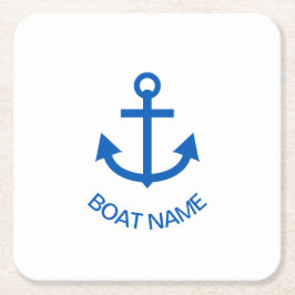 Anchor Blue-Personlig din båt Namn Underlägg Papper Kvadrat