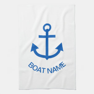 Anchor Blue-Personlig din boat Namn White Kökshandduk