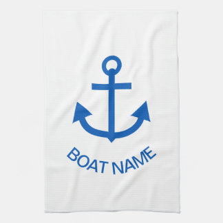 Anchor Blue-Personlig din boat Namn White Kökshandduk