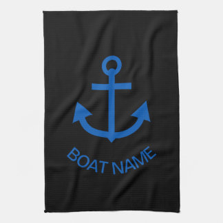 Anchor Blue-Personlig din Namn Black Kökshandduk