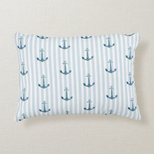 Anchor Blue Rand Nautical Pillow Prydnadskudde