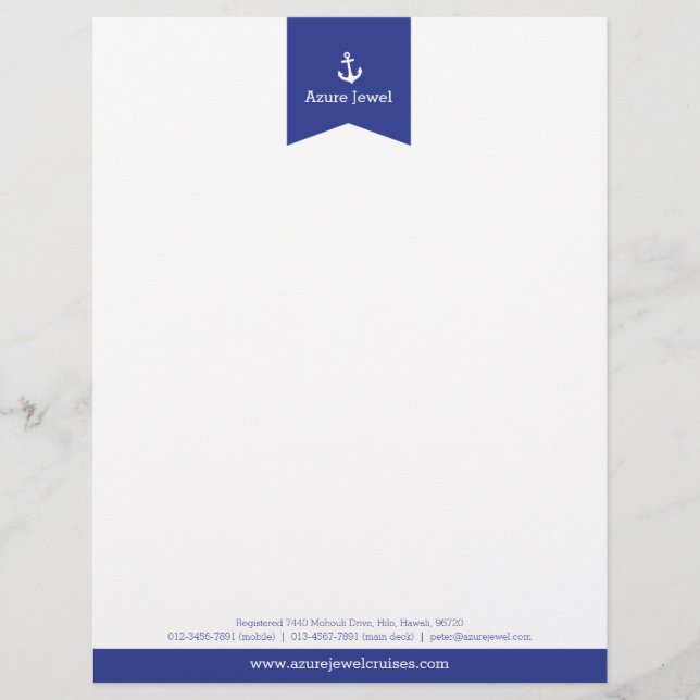 Anchor Blue ribbon Sailing business letterhead Brevhuvud (Framsida)