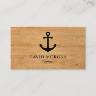 Anchor Boat kapten Rustic Wood Visitkort