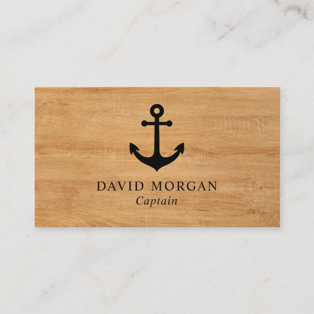 Anchor Boat kapten Rustic Wood Visitkort (Framsida)
