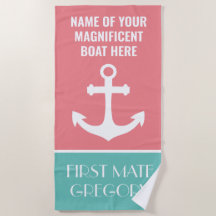 Anchor Boat Namn Personlig Nautical Beach Towel