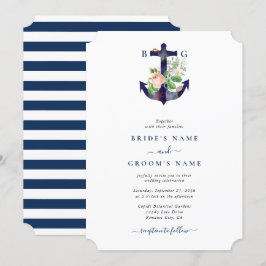 Anchor Botanias Blommigt Nautical Summer Bröllop Inbjudningar
