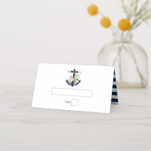 Anchor Botanias Blommigt Nautical Summer Bröllop Placeringskort