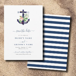 Anchor Botanias Blommigt Nautical Summer Bröllop Spara Datumet