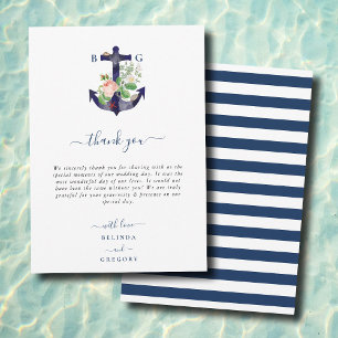 Anchor Botanias Blommigt Nautical Summer Bröllop Tack Kort