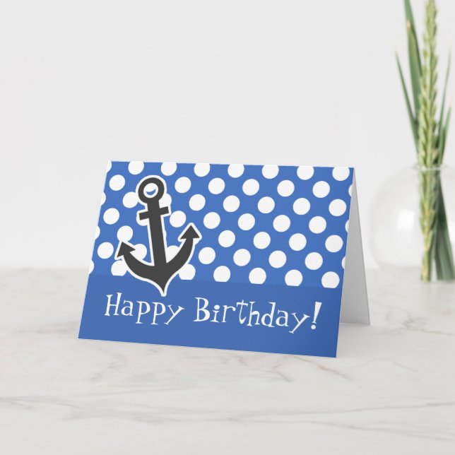 Anchor, Cerulean Blue Polka dots Kort (Framsida)
