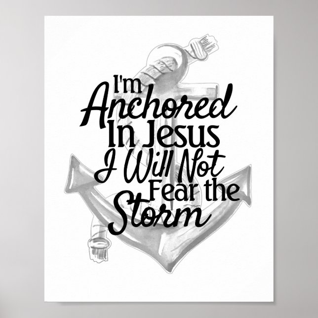 Anchor Coastal Black and White Christian Poster (Framsidan)