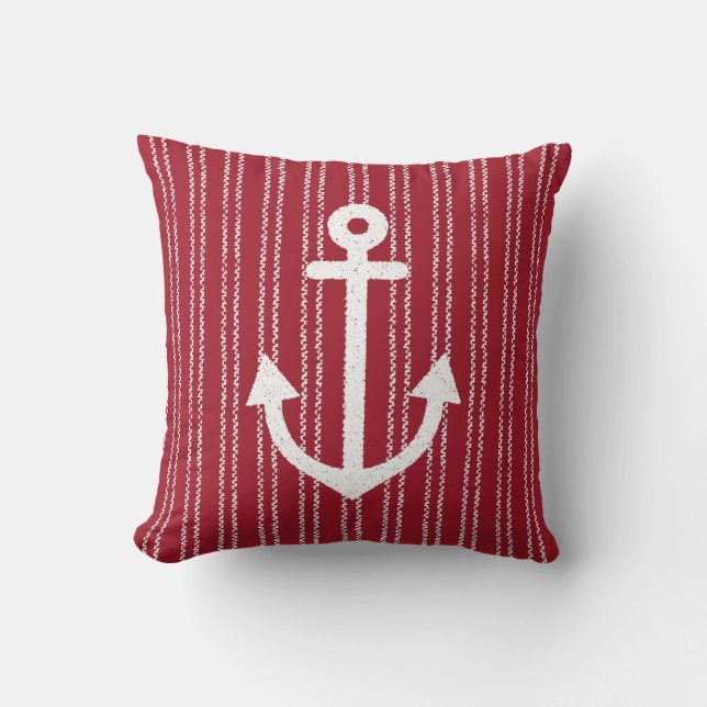 Anchor Coastal Stripe Red Dekorativ kudde (Framsida)