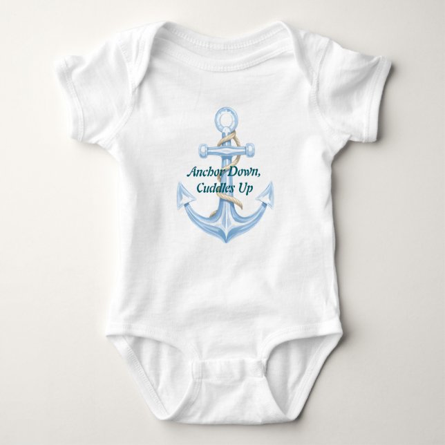 Anchor Down,Cuddles Up Ocean Thned Baby Bodykostym T Shirt (Framsida)