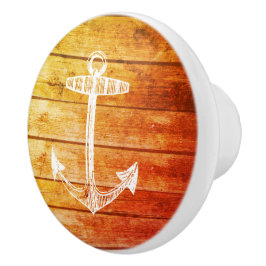Anchor Faux Wood Orange Nautical Drawer knob Knopp