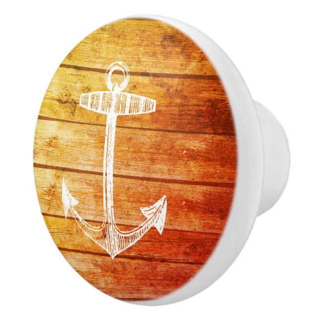 Anchor Faux Wood Orange Nautical Drawer knob Knopp (Höger)