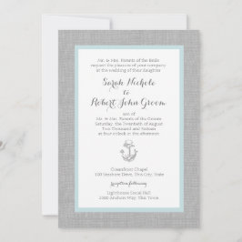 Anchor Grått Burlap Beach Wedding Inbjudningar