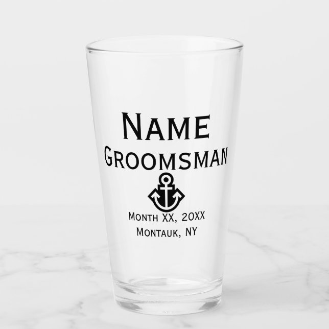 Anchor Groomsman Pint Glass Gift Glaskopp (Framsida)