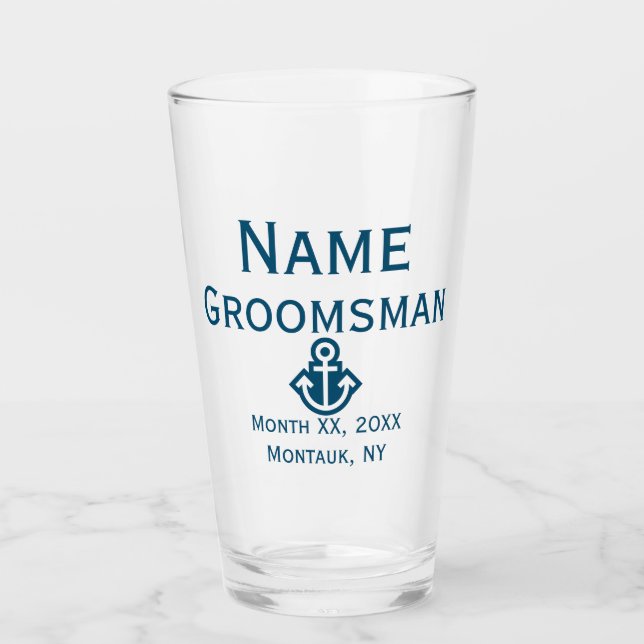 Anchor Groomsman Pint Glass Gift Glaskopp (Framsida)