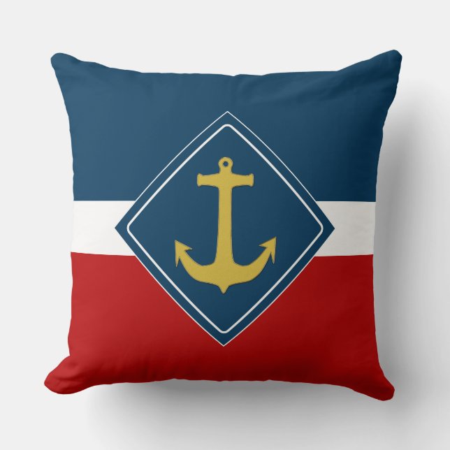 Anchor guld + din bakgrund och dina idéer kudde (Framsida)