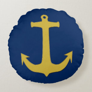 Anchor guld + din bakgrund och dina idéer rund kudde