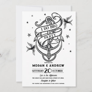 Anchor I DO BBQ Party Traditional Tatto Inbjudan