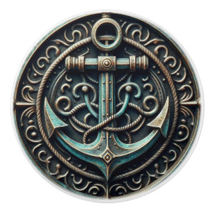 Anchor Järn och Patina Nautical Knopp