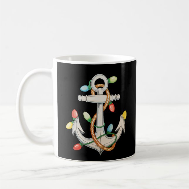 Anchor jul Julafton Ljus Sailing Cruise Boat Kaffemugg (Vänster)