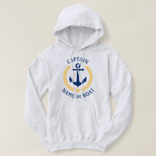 Anchor Kapten eller Boat Namn Guld Laurel dra öve T Shirt