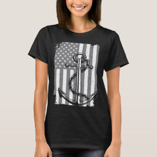 Anchor Kapten Sailing America Flagga Maritime USA T Shirt