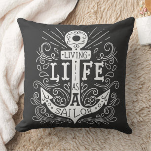 Anchor Life - Nautical Black Graphic Pillow Kudde