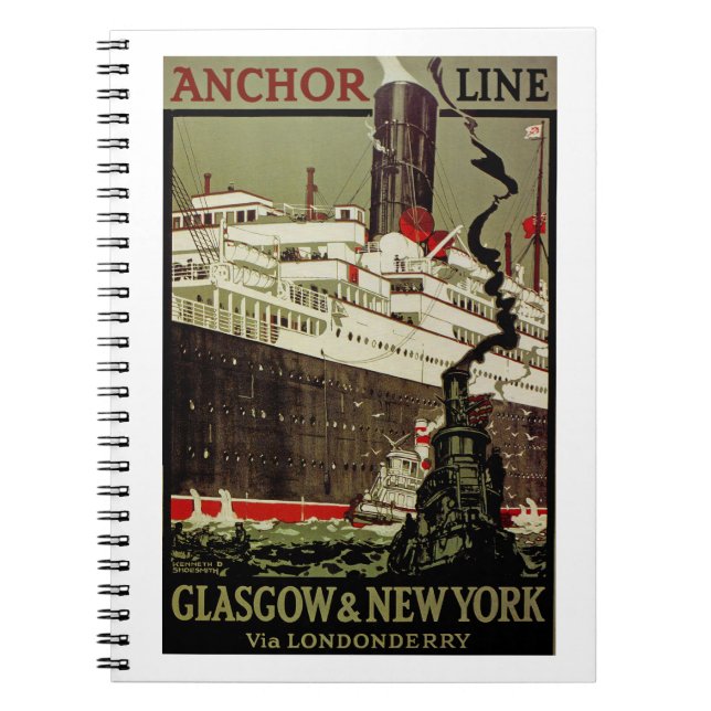 Anchor Line ~ Glasgow-New York Anteckningsbok (Framsidan)