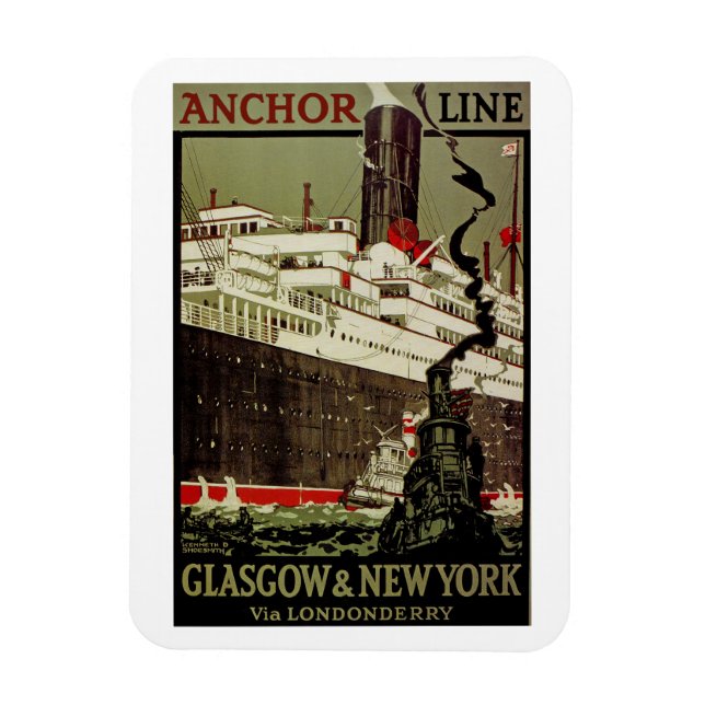 Anchor Line ~ Glasgow-New York Magnet (Vertikal)