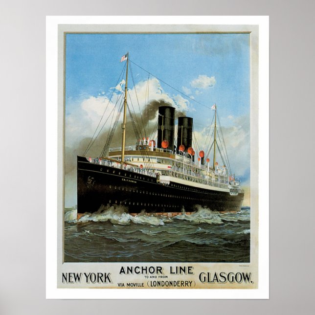 Anchor Line ~ New York - Glasgow Poster (Framsidan)