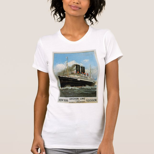 Anchor Line ~ New York - Glasgow Tee Shirt (Framsida)