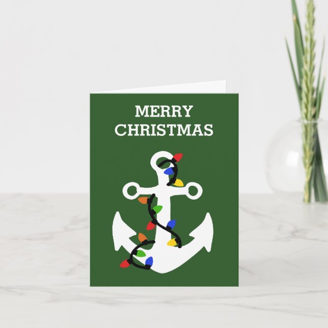 Anchor med Ljus Nautical Helgdag Card jul Tack Kort (Framsida)