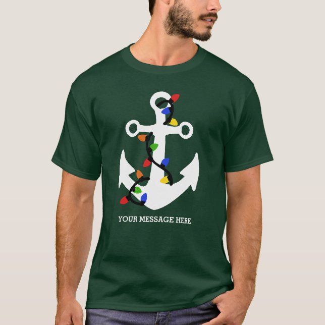 Anchor med Ljus Nautisk jul T Shirt (Framsida)