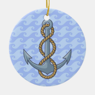 Anchor med Rope Julgransprydnad Keramik