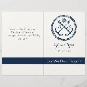 Anchor Monogram, Bifold programme Nautical bröllop