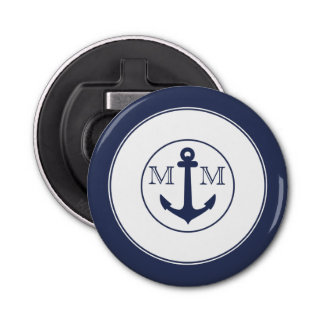 Anchor Monogram för marinblåvitkrabba Flasköppnare