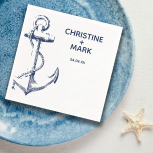 Anchor Monogram för marinskskrovet   BRÖLLOP Pappersservett